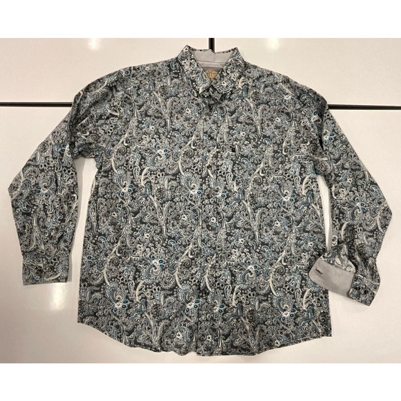 Men's Panhandle Tuf Cooper Performance Shirt XL Gray Teal Long Sleeve Button Up - Picture 1 of 12